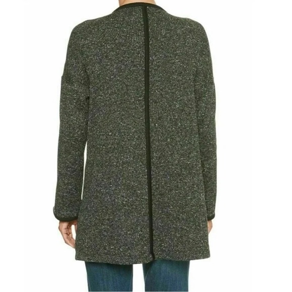 Banana Republic Sz L heather gray open cardigan black trim cascade front Sz L - Picture 9 of 9
